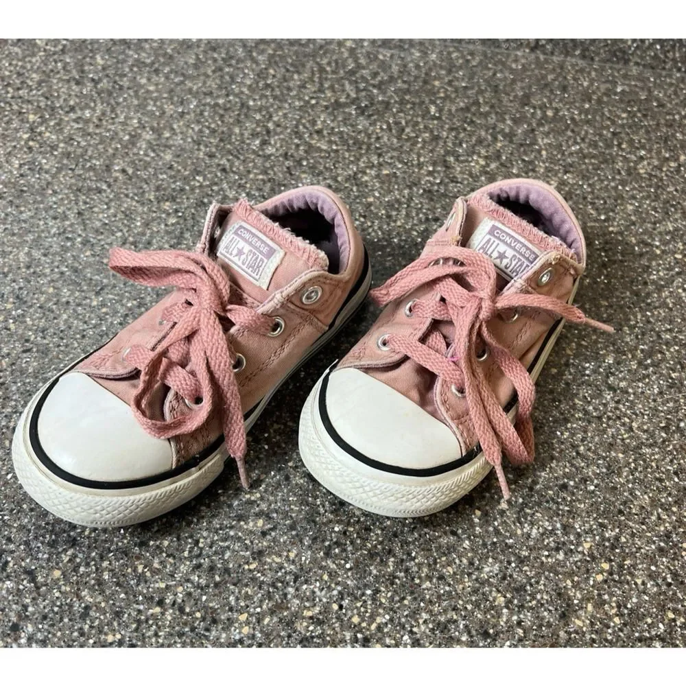 Converse Pink Canvas Sneakers Toddler Girls Size 9 Low Top Lace Up Padded Tongue